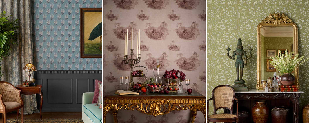 Sabyasachi A Masterful Revival wallpapers: Ranthambore Firozi, Sunderbans Indian Rose, Mogholsrai Moss