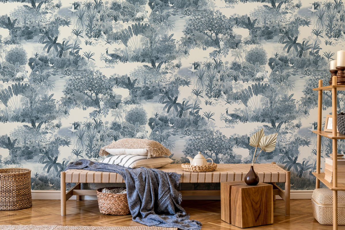 All the Forest wallpaper by Tilla for Nilaya styled in a room, VRSA