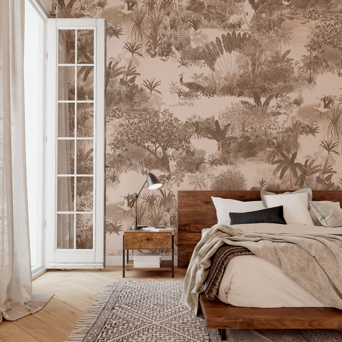 All the Forest wallpaper by Tilla for Nilaya styled in a room, VRSA