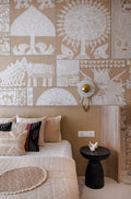 'Geet Madhubani' Wallpaper in Beige