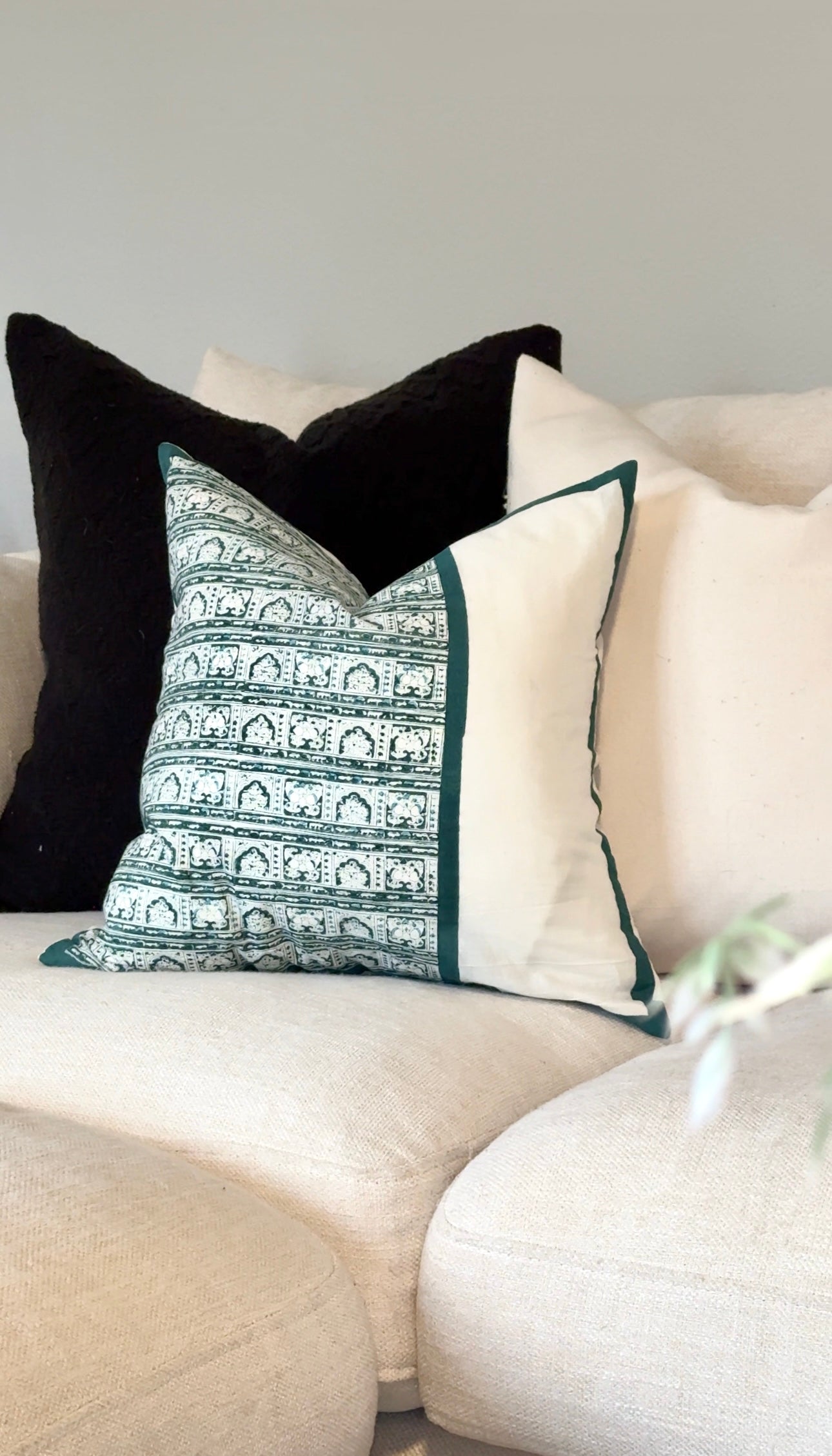 White & Blue Cotton Printed Cushion Covers (Set of 2)