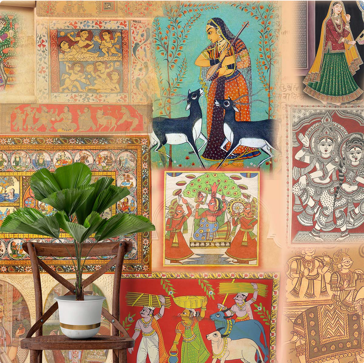 'Folk Art' Wallpaper