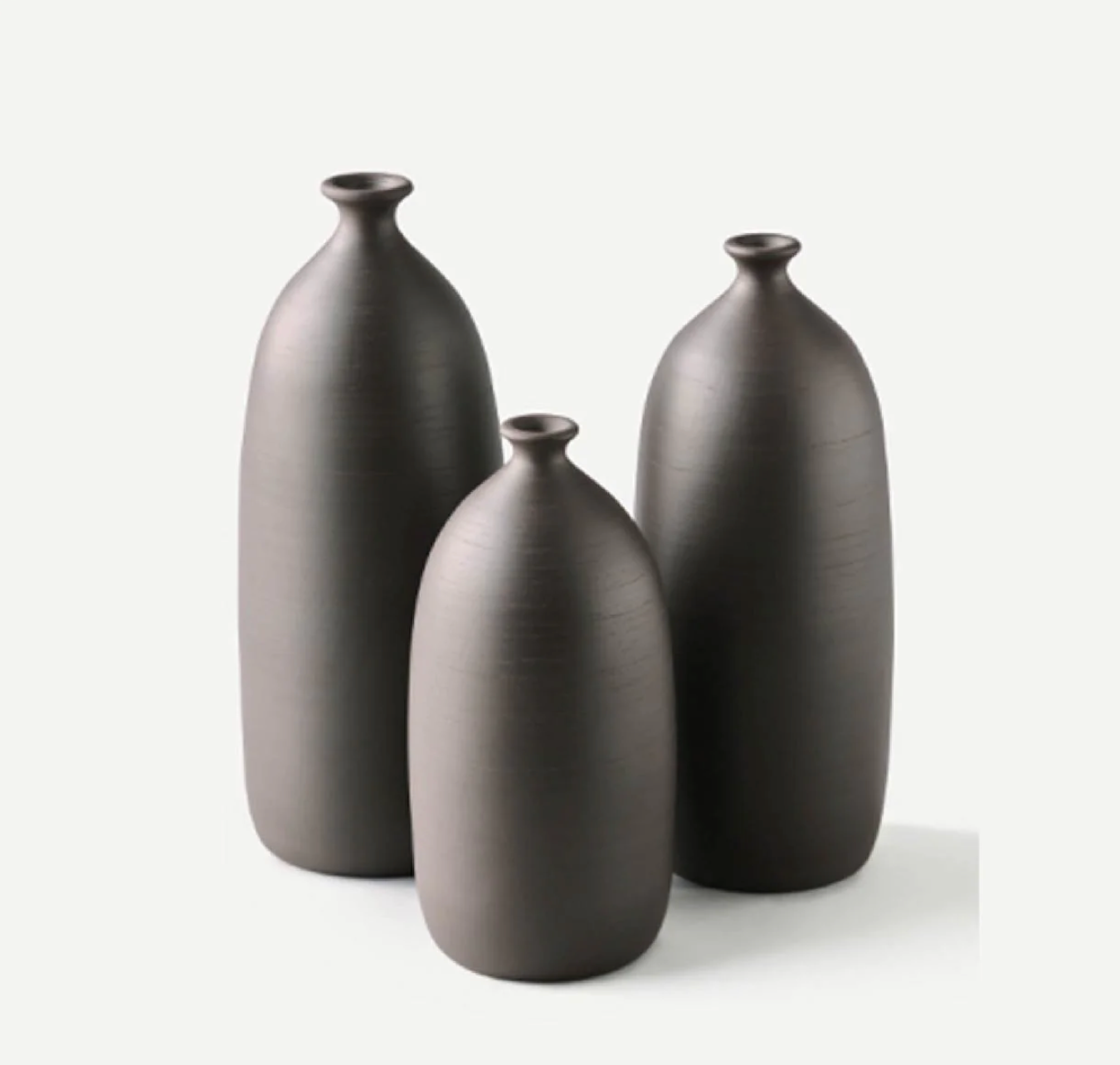 Black Terracotta Vases (Set of 3)
