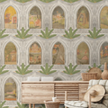 'Ramayan Jharokha Vignettes' Wallpaper in Antique Silver