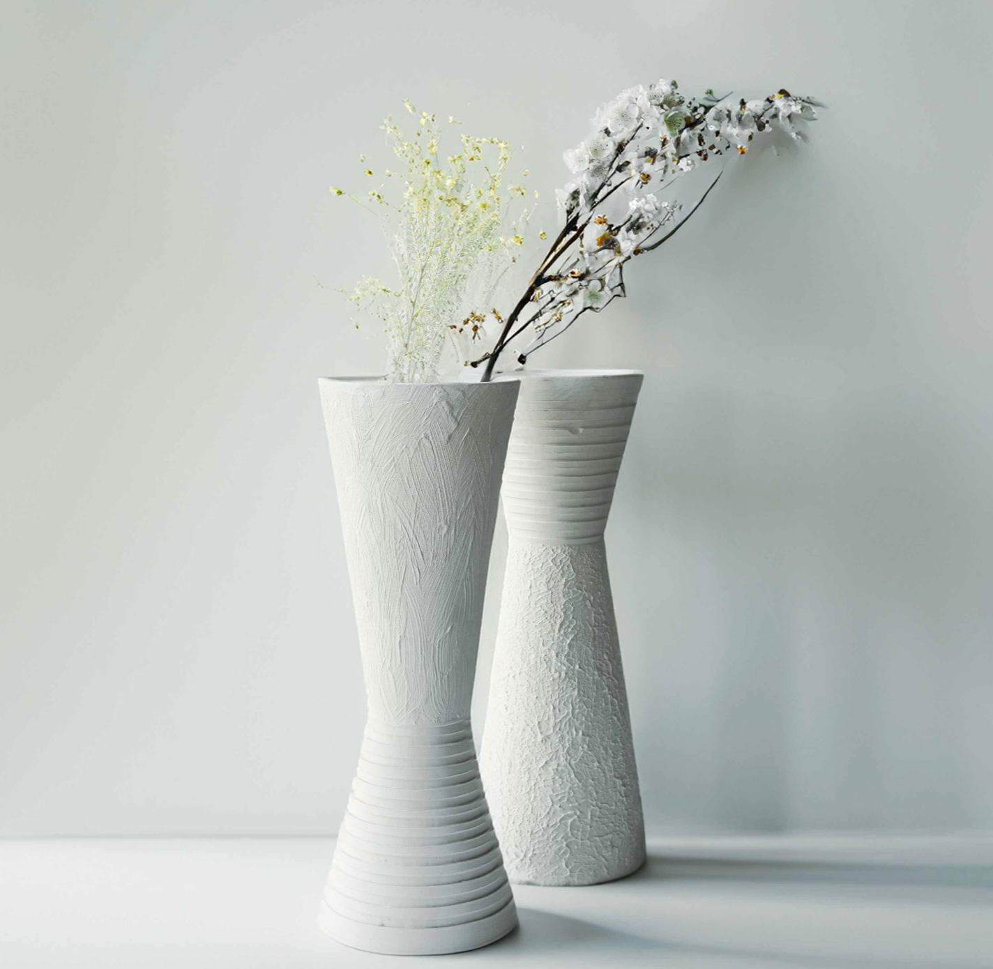 White Terracotta Vases (Set of 2)
