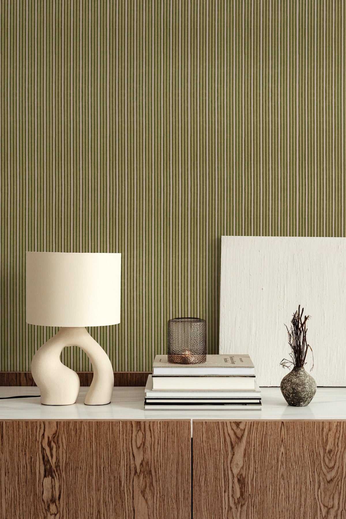 Tropical Stripes wallpaper in Pink Dusk by Tilla for Nilaya, VRSA