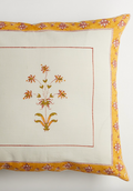 White & Yellow Floral Block Printed Cushion Covers (Set of 2)