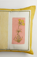 Yellow & White Floral Block Printed Cushion Covers (Set of 2)