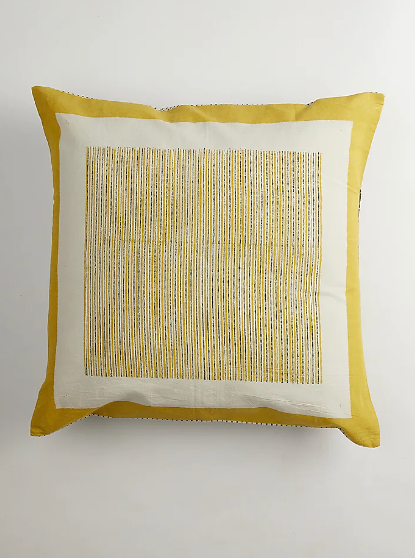 Yellow & White Motifs Printed Cushion Covers (Set of 2)
