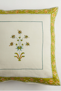 Green & White Floral Block Printed Cushion Covers (Set of 2)