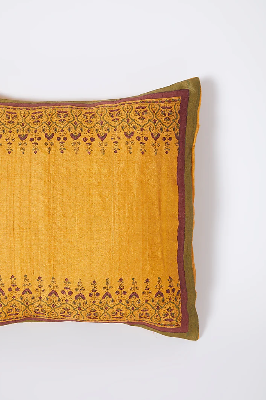 Spectra Yellow Hand Block Printed Cushion Covers (Set of 2)