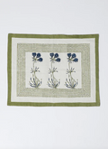 White & Green Cotton Table Mat Set (Set of 6)