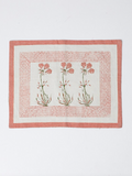 White & Pink Cotton Table Mat Set (Set of 6)