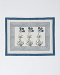 White & Blue Cotton Table Mat Set (Set of 6)