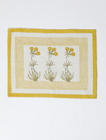 White & Yellow Cotton Table Mat Set (Set of 6)