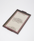 White Hand Block Printed Wooden Tray